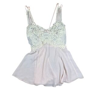 California Dynasty Vintage Tank Top Womens Medium Pink Soutache Mesh 65220G USA